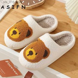 New Comfortable Home ASIFN Bear Cute Warm Winter Slippers Couple Men Women Thick Soft Bottom Cartoon Cotton Shoes T23082 0f4d