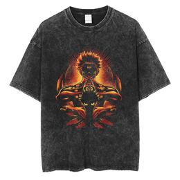 Cosplay T-shirt Men's T-shirts Anime Jujutsu Kaisen T Shirt Vintage Washed T-shirt Gojo Satoru Graphic Print Tshirt 100% Cotton Summer Retro Short Sleeve Tees 842