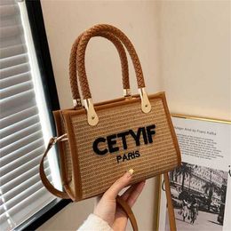 13% OFF Bag 2024 New Launch Designer HandbagNew Grass Woven Embroidered Letter Single Cross Shoulder Small Design High Quality Korean Women's