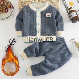 Clothing Sets Winter Plush Top Pants 2pcs Set Baby Warm Suits Newborn Children Bottoming Shirt Warm Boys Clothes Kids Sleepwear Thicken Cloth x0828