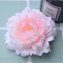 Decorative Flowers Wreaths 15PCS/lot Large Artificial Happy Peony Flower Head 13CM Silk Blooming peony Wedding Flowers Wall Floral Party Home Decorative 230828