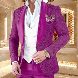 Men s Suits Blazers Fashion Men Wedding 3 Pieces Custom Groom Suit Dress Tuxedo Slim Fit Jacquard Blazer Double Breasted Vest Pant 230828