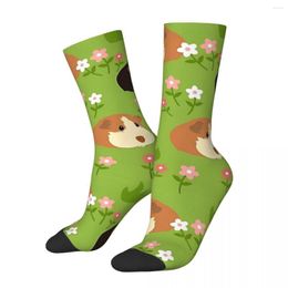 Men's Socks Funny Happy Sock For Men Flowers Green Harajuku Guinea Pig Cavia Porcellus Quality Pattern Printed Crew Seamless Gift