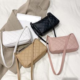 Evening Bags Fashion Baru 2023 Tas Ponsel Trendi Kasual Selempang Bahu Wanita Warna Polos Bordir Belah