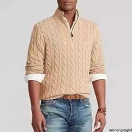 Men's Sweaters Mens Designer Polo Sweater Fleece Ralphs Shirts Thick Half Zipper High Neck Warm Pullover Slim Knit Knitting Lauren Jumpers Small V002
