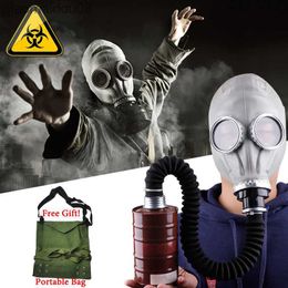 Protective Clothing Full Face Gas Mask Chemical Respirator Gray/Black Natural Rubber Ghost Mask With Hose Philtre For Painting Spraying Pesticide CS HKD230826