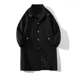 Men's Trench Coats Mens Autumn Long Zipper Jacket Solid Loose Casual Fashion Windbreaker Clothing