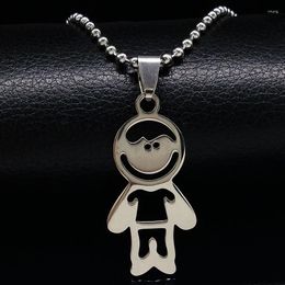 Pendant Necklaces Fashion Boy Stainless Steel For Women Silver Colour & Pendants Jewellery Collier Femme N74155S08
