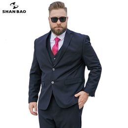 Men s Suits Blazers SHAN BAO plus size L 9XL loose suit autumn classic brand business casual young men s banquet wedding navy black blue 230828