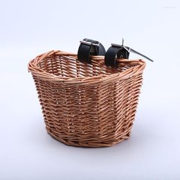 Storage Baskets Wicker Woven Rattan Bicycle Basket Children Organiser Box Lovely Bike Rack Detachable Vegetable