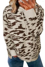 Women's Hoodies Beige/Gray/Khaki Leopard Print Long Sleeve Hooded Sweatshirt Women Casual Autumn Winter Soft And Skin-Friendly Tops 2X