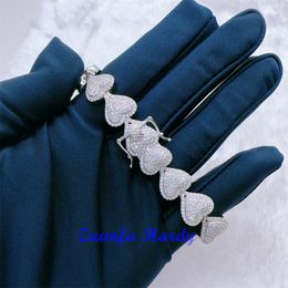 Bracelet Moissanite VVS Moissanite Diamond Chain 925 Silver Hip Hop Jewelry Cuban Link Chain Rock Iced Out Clustered