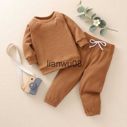 Clothing Sets Kids Clothing Long Sleeve Set TopPants 2 pcs Solid Color Clothing Autumn Winter Boys Suit Children's Clothes x0828