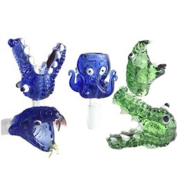 Smoking Pipes Thick Pyrex Glass Animal Bowl With Hookah 14Mm 18Mm Male Green Blue Snake Octopus Clogodile Herb Tobacco Bong Bowls For Dh1Si