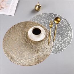 Table Runner Round PVC Placemats Gold Silver Dining Mats Heat Resistant Non-Slip Washable Drink Coasters Coffee Cup Pad Kitchen Decor