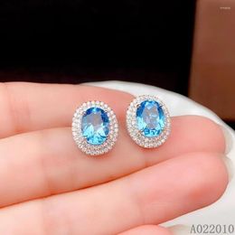 Stud Earrings KJJEAXCMY Fine Jewellery 925 Sterling Silver Inlaid Natural Gemstone Blue Topaz Female Ear Studs Fashion Support Test