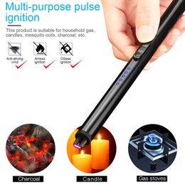 New Extended USB Kitchen Candle Lighter Rechargeable Windproof Flameless Arc Outdoor Cigarette With Hook 3QHC