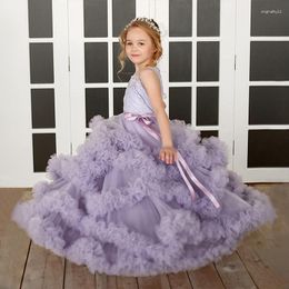 Girl Dresses Children's Wedding Dress Sleeveless Performance Lace Birthday Pengpeng Princess Cake Style Long