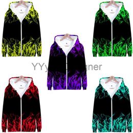 Colourful Flame 3D Printed Zip Up Women/Men Hoodie Sweatshirt Harajuku Streetwear Hip Hop Zipper Hooded Jacket Casual Sportswear x0828