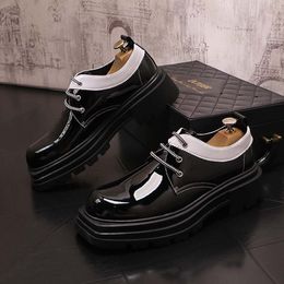 New Men British Trend Charm Mixed Colour Height Increasing Shoes Square head Male Dress Wedding shoes