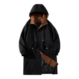 Men's Trench Coats 2023 Autumn Style Windbreaker High Quality British Casual Extended Mid Length Hooded Coat Gentlemen'S Clothing