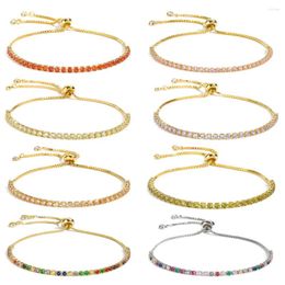 Charm Bracelets Luxury 3mm Cubic Zirconia Tennis Adjustable Iced Out Chain Crystal Wedding Bracelet For Women Men Gold Color