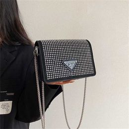 22% OFF Bag 2024 New Launch Designer Handbag Bags Bright Diamond Women's Trend Fashion Casual One Underarm Mesh Red Crossbody Chain Small Square