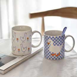 Mugs Ins Korean Cute Cartoon Duck Mug Girl Breakfast Milk Coffee Oat Cup Office Water 230828