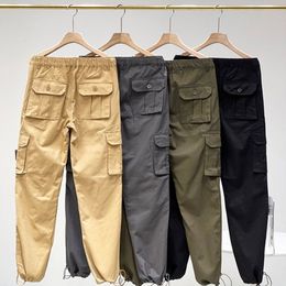 Men's Pants American Cargo Multipocket Badge Stone Retro Day Casual Leg Binding Functional Wind 230826