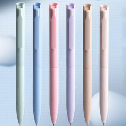 6Pcs Writable Gel Pens Push Design Note Taking Portable School Stationery Mechanical Ink Pen