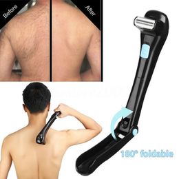 Electric Shavers Men Shaving 180 Degrees Foldable Electric Back Hair Shaver Battery Manual Long Handle Hair Remover 230828