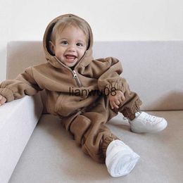 Kleidung Sets Heißer Verkauf Winter Warme Fleece Kleinkind Baby Jungen Kleidung Set Trainingsanzug Hoodies Zipper Sweatshirts Hosen Kleidung Kinder Anzug 2 stücke x0828