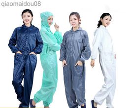 Protective Clothing Anti-Static Coveralls Cleanroom Dustproof Suit Clean Clothes Hood Clean food Dust-proof Work Clothing Unisex Protective overalls HKD230826