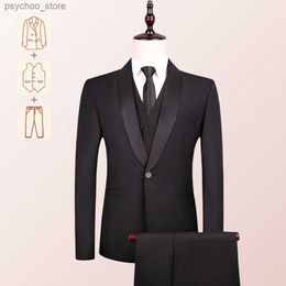 3pcs Suit Set Mens High-quality Suit Business Professional Youth Office Worker Formal Dress Wedding Banquet Gentleman Suit Dress Q230828