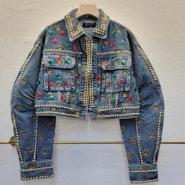 Women's Jackets Denim Jacket Spring And Autumn Short Nailed Bead Jeans Coat