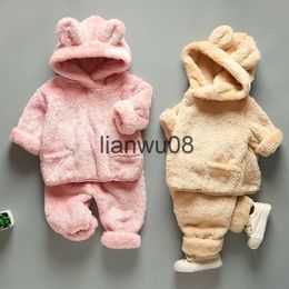 Clothing Sets Girls Boys Clothing Sets Autumn Winter Children Velvet Hoodies Pants Velor Pyjamas Baby Kids Home Wear Suits Toddler Sleepwear 4 x0828