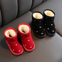 Boots Fashion Suede Leather Boots Girl For Kids Winter Plush Warm Snow Boots Child Boys Ankle boots Baby Girl Shoe 2 4 5 6 11 12 Year L0828