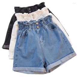 Women's Jeans Denim Shorts Women Hip Thigh Thick Fat Sisters Summer Pants Elastic Waist Loose Rolled Edge Wide Leg Cotton Comfortable