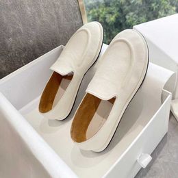the row shoes Designer the row shoes Dress High edition Lefu Leather simple loafer Doudou slip on flat sole casual shoes UM54