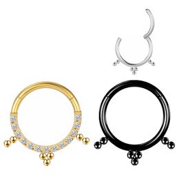 Tragus Piercing Ball Clicker Daith Helix Nose Ring Titanium Crystal Zircon G23 Cartilage Septum Industrial Earrings Body Jewelry