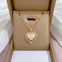 Pendant Necklaces Stainless Steel Elegant Rhinestone Crystal Necklace Mermaid Heart Chain For Women Birthday Wedding Jewelry Gift