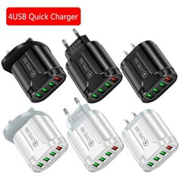 4 USB Charger Quick Charge 4.0 2.1A EU/US/UK Fast Charging Adapter Chargers For Samsung iPhone Xiaomi Oppo Vivo 4 Ports Mobile Phone Charger