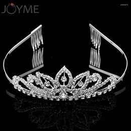Hair Clips Joyme Crystal Rhinestone Crown Silver Color Accessories Bridal Tiara Wedding Bands Girl's Birthday Hairwear Coroa