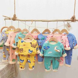 Clothing Sets Children Plush Warm Suit Toddler Twopiece Set Winter Clothes for Girls Boys Christmas Outfit Kids Pajamas Costumes for Baby x0828