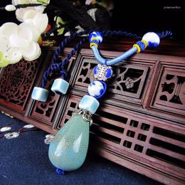 Pendant Necklaces KL350 Long Ethnic Vintage Chain Women Collier Boho Collares Handwork Ceramic Elegant Pendants
