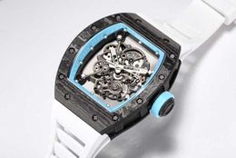 RicharMilles Watch Mechanical Movement Watch Rubber Strap Ceramic Dial Waterproof real 055 Active 1B5W quality carbon fiber rd