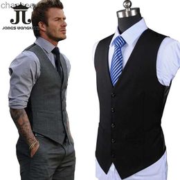 New Wedding Dress High-quality Goods Cotton Men's Fashion Design Suit Vest / Grey Black High-end Men's Business Casual Suit Vest HKD230828