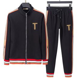 Men's sportswear autumn and winter men's sportswear fashion casual jogging suit sportswear jacket pants 2-piece hip-hop running sportswear