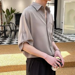 Men's Casual Shirts Shirt Buttons Placket Work Half Sleeve Turn Down Collar Leisure Streetwear