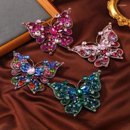 Brooches Creative Full Crystal Rhinestone Butterfly Big Brooch Vintage Exaggerated Insect Coat Pin Women Unisex Clothing Accessories Gift